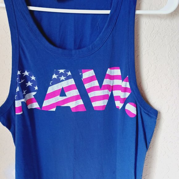 Gstar RAW blue tank top with red, white and blue, stars and stripes design in le - Picture 3 of 7